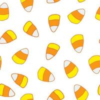candy corn seamless pattern. background hand drawn in doodle style. halloween holiday decor vector