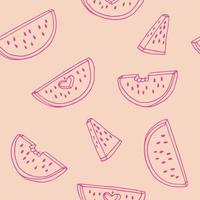 watermelon seamless pattern. hand drawn vector illustration in doodle style. minimalism. wallpaper, textile, wrapping paper, background. juicy fresh fruits summer food