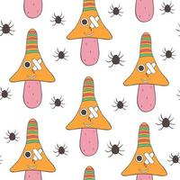 Groovy mushroom pattern vector