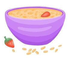 Oat bowl with strawberry vector