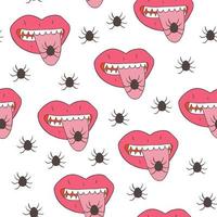 Groovy lips pattern vector