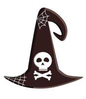 Black witch hat with skull vector