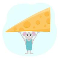 Funny mouse with cheese vector