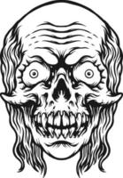 Scary Head Monster Skeleton Monochrome vector