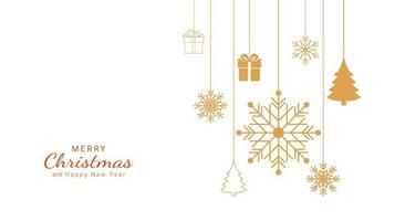 Christmas background design with hanging decorative elements isolated on white background. Vector illustration