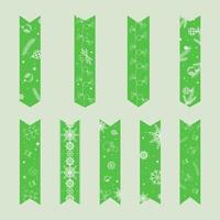 Set of green christmas sticky washi tapes new year clipart vector