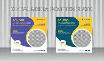 School admission social media post banner Template vector