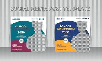 School admission Social media cover  banner design template vector