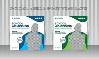 plantilla de diseño de banner de portada de redes sociales de admisión escolar vector