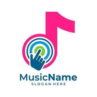 Music Click Logo Vector. Touch Music logo design template vector