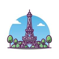 ilustración de la torre eiffel vector dibujos animados francia famoso edificio histórico.