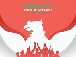 ilustración del día de la independencia de indonesia con silueta de águila - concepto de diseño de vector de fondo de cartel.