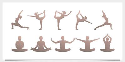 conjunto paquete yoga logo diseño simple único premium vector