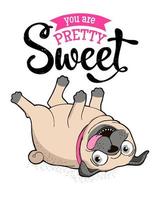 Greeting Card with funny Pug vector