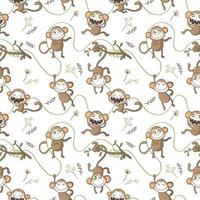 Seamless pattern with funny monkeys. vector