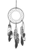 Native American Indian Dreamcatcher with feathers. vector