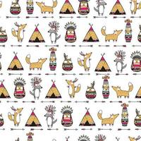 Pattern with american indian animals. vector