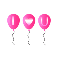 Expresiones de amor con globos rosas, te amo a alguien. en aislamiento con un fondo transparente, una romántica tarjeta de felicitación de boda. png