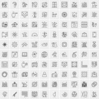 paquete de 100 iconos de líneas universales para móviles y web vector