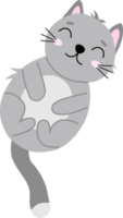 chat gris dessin animé mignon png