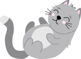 chat gris dessin animé mignon png
