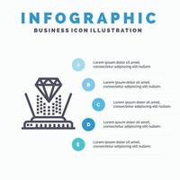 Hologram Projection Technology Diamond Line icon with 5 steps presentation infographics Background vector