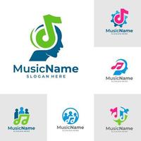 conjunto de música personas logo vector icono ilustración. plantilla de diseño de logotipo de música de personas