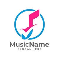 Music Check Logo Vector Icon Illustration. Check Music logo design template