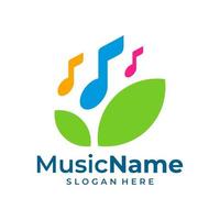 Music Leaf Logo Vector Icon Illustration. Leaf Music logo design template