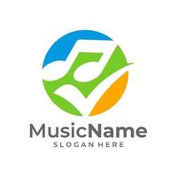 Music Check Logo Vector Icon Illustration. Check Music logo design template