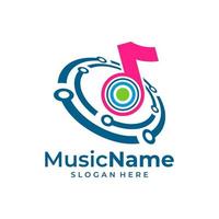 Tech Music Logo Vector. Circuit Music logo design template vector