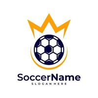 King Soccer logo template, Football King logo design vector