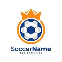 King Soccer logo template, Football King logo design vector