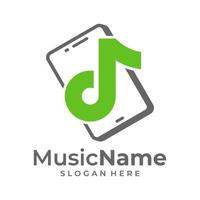 Music Phone Logo Vector Icon Illustration. Phone Music logo design template