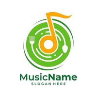 Food Music Logo Vector. Music Food logo design template vector