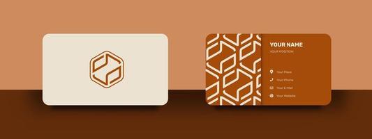 tarjeta de visita lujosa y elegante. fondo de diseño de patrón minimalista moderno. diseño de maqueta de esquina redondeada y marrón de dos lados. vector