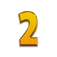 Number 2 3d Gold One png