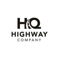 inspiración creativa para el diseño del logotipo de la carretera hq de la letra inicial vector