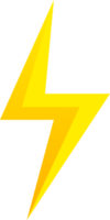 ilustración creativa del icono de flash de iluminación de truenos y pernos. icono de rayo de trueno y energía eléctrica en color amarillo. png