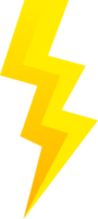 ilustración creativa del icono de flash de iluminación de truenos y pernos. icono de rayo de trueno y energía eléctrica en color amarillo. png