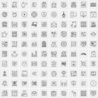 paquete de 100 iconos de líneas universales para móviles y web vector