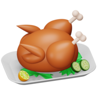 Grilled chicken 3d rendering isometric icon. png