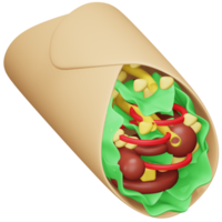 Burrito 3D-Rendering isometrisches Symbol. png
