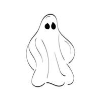 contornos de fantasmas de halloween. lindo fantasma y agrega un poco de aventura. dibujo de contorno espeluznante - blanco y negro vector