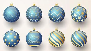 Blue Christmas ball decoration collection vector