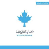 Canada Leaf Maple Blue Solid Logo Template Place for Tagline vector