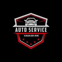 escudo del logotipo del servicio automotriz, mejor para la tienda de automóviles, garaje, vector premium del logotipo de repuestos