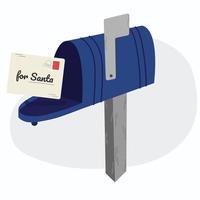 Mailbox with letters from children for Santa Claus. Classic decorative Christmas  post box on stick with envelopes vector