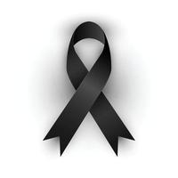 cinta negra realista sobre fondo blanco. símbolo de luto y melanoma vector