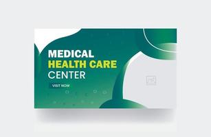 plantilla de miniatura de video de portada de miniatura de banner de atención médica médica vector